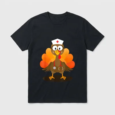 Nurse Turkey for Thanksgiving Hospital Nursing T-Shirt – Classic T-Shirt in Black