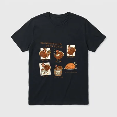Thanksgiving Pain Scale Turkey Funny Nurse T-Shirt – Classic T-Shirt in Black