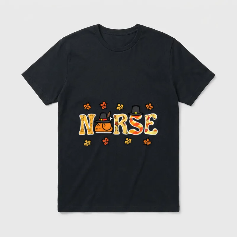 Thanksgiving Nurse Turkey Day Retro Fall T-Shirt – Classic T-Shirt in Black