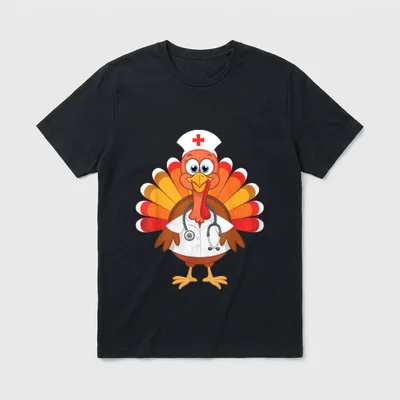 Thanksgiving Turkey Nurse Holiday Nursing Celebrate T-Shirt – Classic T-Shirt in Black