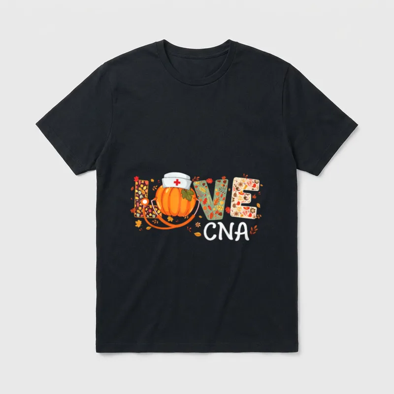Love CNA Pumpkin Autumn Fall Nursing T-Shirt – Classic T-Shirt in Black
