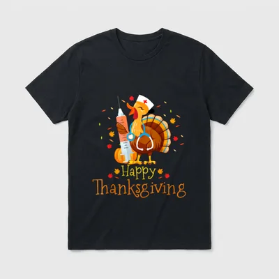 Turkey Nurse Thanksgiving Holiday T-Shirt – Classic T-Shirt in Black