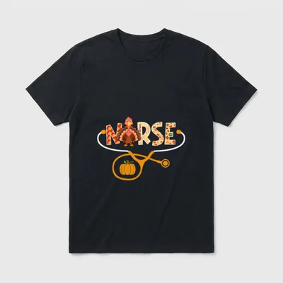 LPN RN Nurse Turkey Stethoscope Pumpkin T-Shirt – Classic T-Shirt in Black