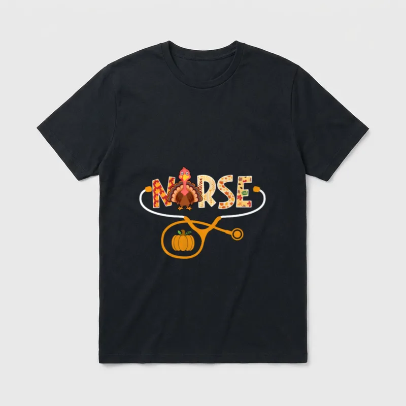 LPN RN Nurse Turkey Stethoscope Pumpkin T-Shirt – Classic T-Shirt in Black