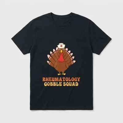 Rheumatology Gobble Squad Turkey Nurse Thanksgiving T-Shirt – Classic T-Shirt in Black
