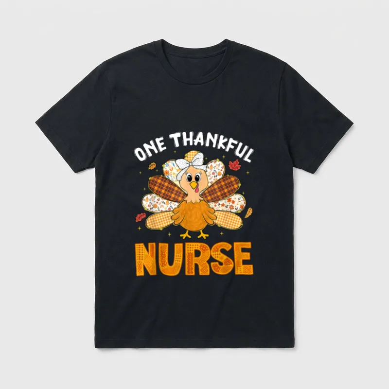 One Thankful Nurse Turkey Thanksgiving Celebrate T-Shirt – Classic T-Shirt in Black