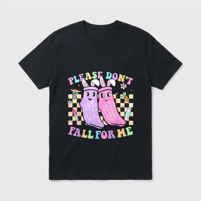 Fall for Me Nurse T-Shirt – “PLEASE DON’T FALL FOR ME” with hospital grip socks – Classic T-Shirt in Black