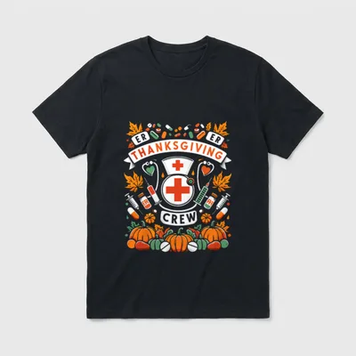 ER Thanksgiving Nurse Crew Fall Holiday T-Shirt – ER Thanksgiving Crew RN – Classic T-Shirt in Black