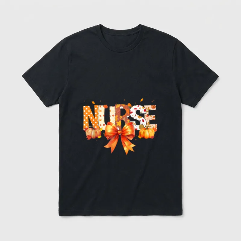 Coquette Nurse Pumpkin Leopard Autumn Fall T-Shirt – Classic T-Shirt in Black