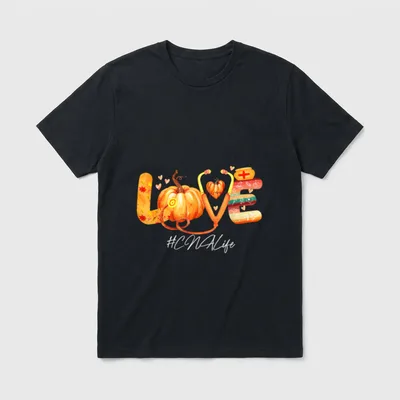 Love CNA Life Pumpkin Fall Autumn T-Shirt – Letters spelling LOVE and #CNALife with a pumpkin – Classic T-Shirt in Black
