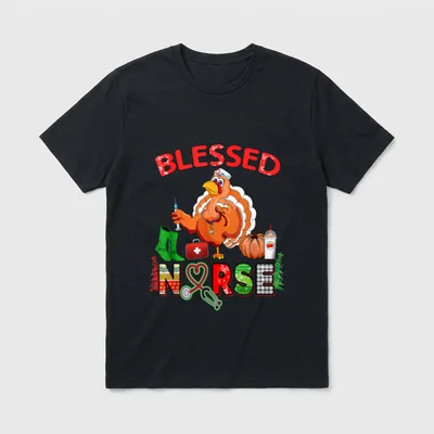 Fall Thanksgiving Blessed Nurse T-Shirt – Classic T-Shirt in Black