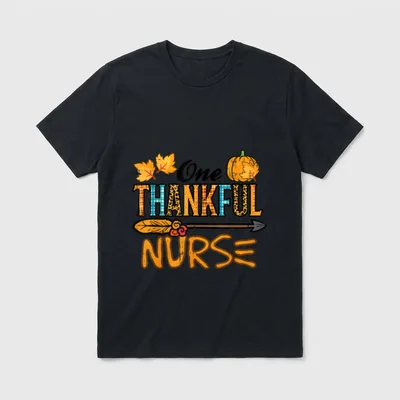 Leopard One Thankful Nurse Thanksgiving Fall T-Shirt – Classic T-Shirt in Black