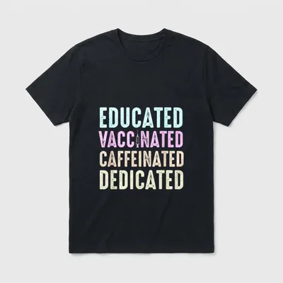 Educated Vaccinated Caffeinated Dedicated Vintage T-Shirt – Classic T-Shirt in Black