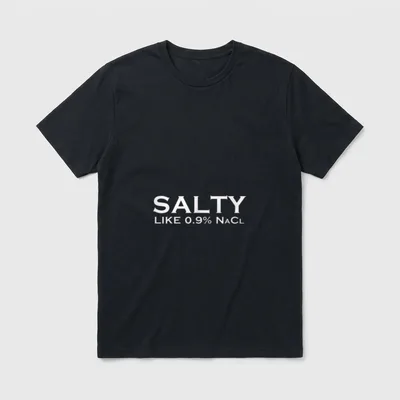 Normal Saline 9 NaCl Nurse Medical T-Shirt – SALTY LIKE 0.9% NaCL printed lettering – Classic T-Shirt in Black