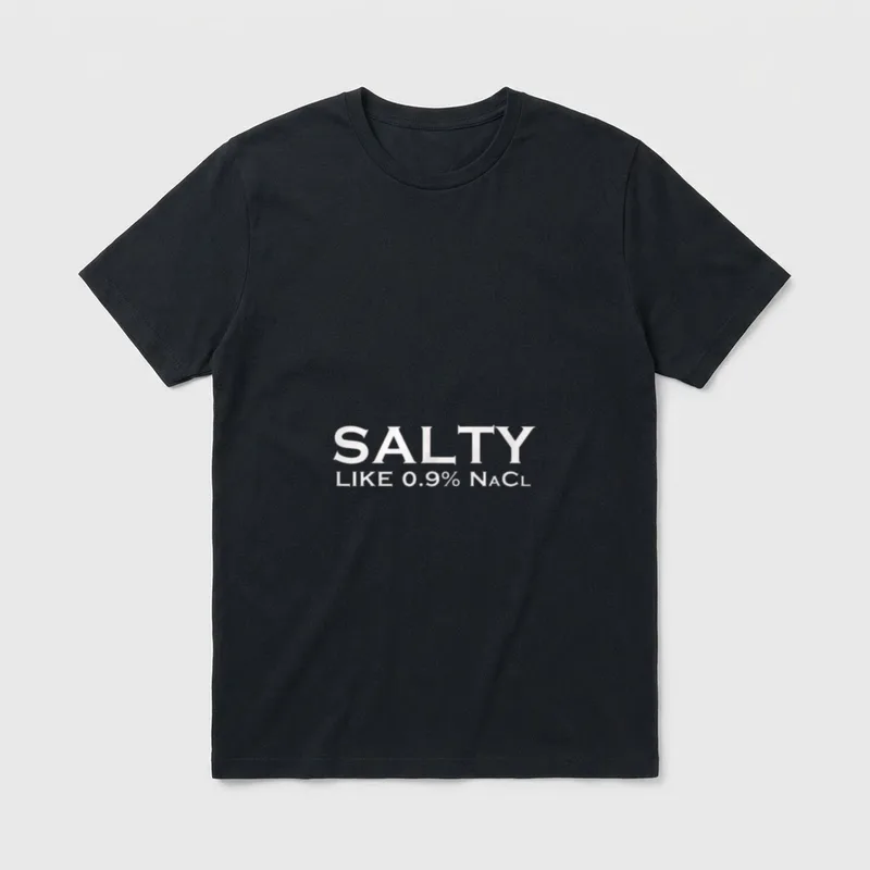 Normal Saline 9 NaCl Nurse Medical T-Shirt – SALTY LIKE 0.9% NaCL printed lettering – Classic T-Shirt in Black