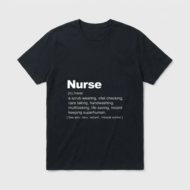 Nurse Definition T-Shirt – Medical dictionary text defining nurse as a superhuman – Classic T-Shirt in Black