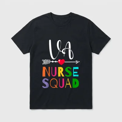 Awesome VA Nurse Squad Funny Colleague T-Shirt – VA NURSE SQUAD with arrow and red heart – Classic T-Shirt in Black