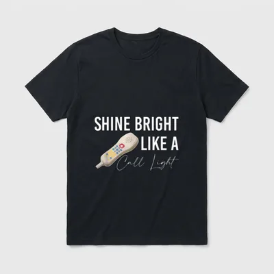 Light Funny Nursing T-Shirt – Call light pendant with Shine Bright Like a Call Light lettering – Classic T-Shirt in Black
