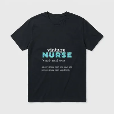 Funny Vintage Nurse Definition T-Shirt – Vintage nurse definition text with heartbeat pulse line – Classic T-Shirt in Black