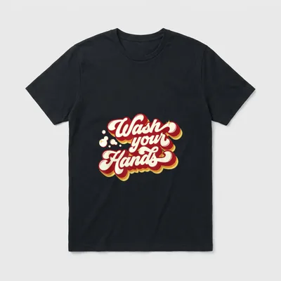 Nurse Hands T-Shirt – “Wash your Hands” lettering with bubbles and stars – Classic T-Shirt in Black