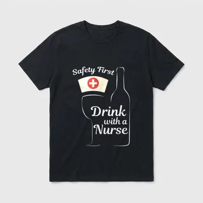 Safety First Drink with a Wine T-Shirt – Classic T-Shirt in Black