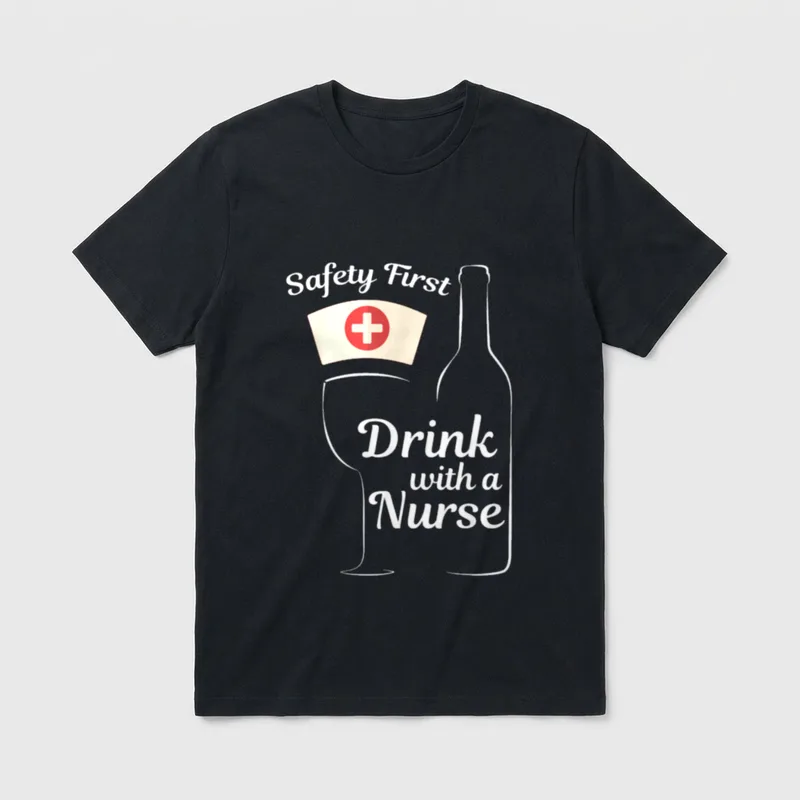 Safety First Drink with a Wine T-Shirt – Classic T-Shirt in Black