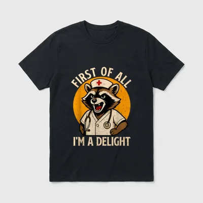 All I'm a Delight Raccoon Vintage T-Shirt – Classic T-Shirt in Black