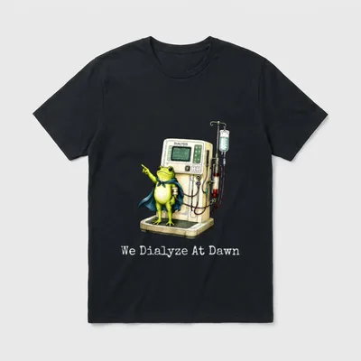 Dialyze at Dawn Funny Dialysis Nurse T-Shirt – We Dialyze At Dawn – Classic T-Shirt in Black