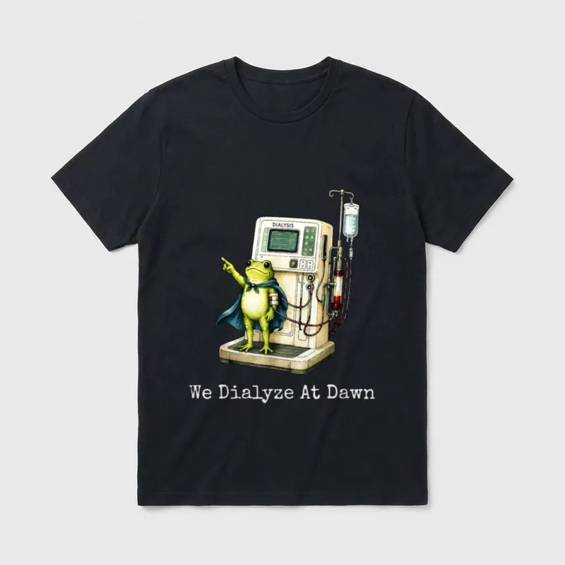 Dialyze at Dawn Funny Dialysis Nurse T-Shirt – We Dialyze At Dawn – Classic T-Shirt in Black