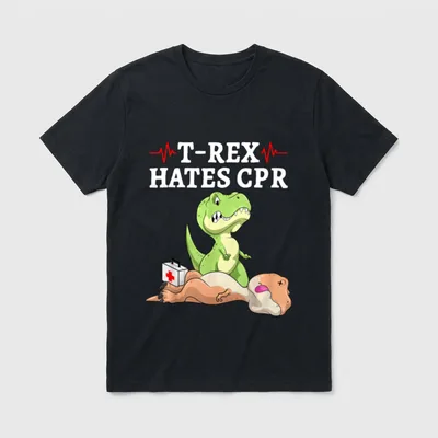 CPR Funny Dinosaur Extinction Pun Nurse T-Shirt – Classic T-Shirt in Black