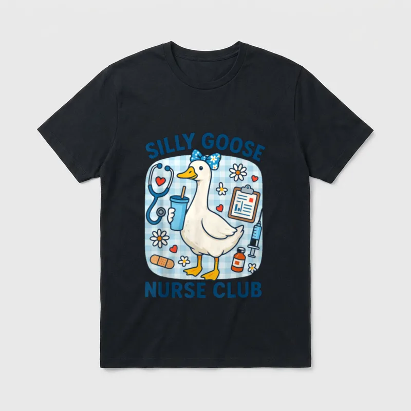 Silly Goose Nurse Club Nursing Humor T-Shirt – Classic T-Shirt in Black