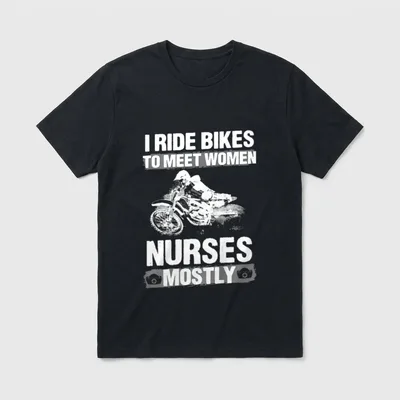 Ride Bikes to Meet Nurses Mostly T-Shirt – Classic T-Shirt in Black