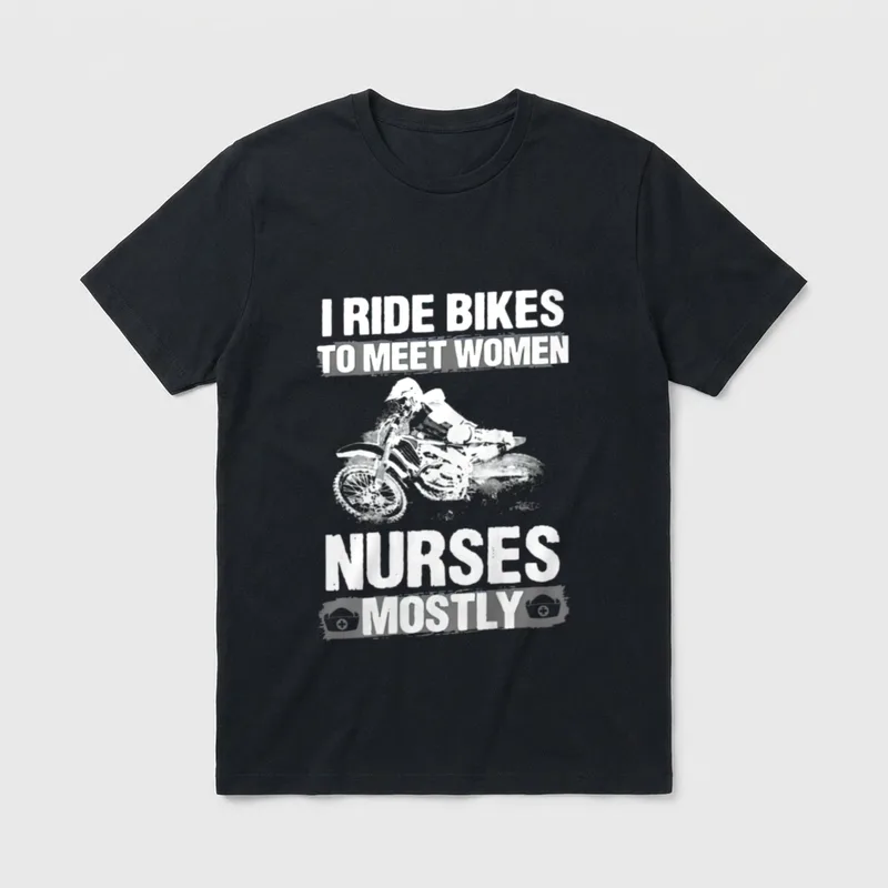 Ride Bikes to Meet Nurses Mostly T-Shirt – Classic T-Shirt in Black