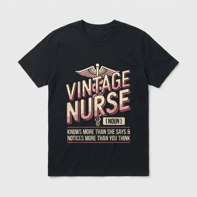 Funny Nurse Pediatric T-Shirt – Vintage nurse noun definition with caduceus emblem – Classic T-Shirt in Black