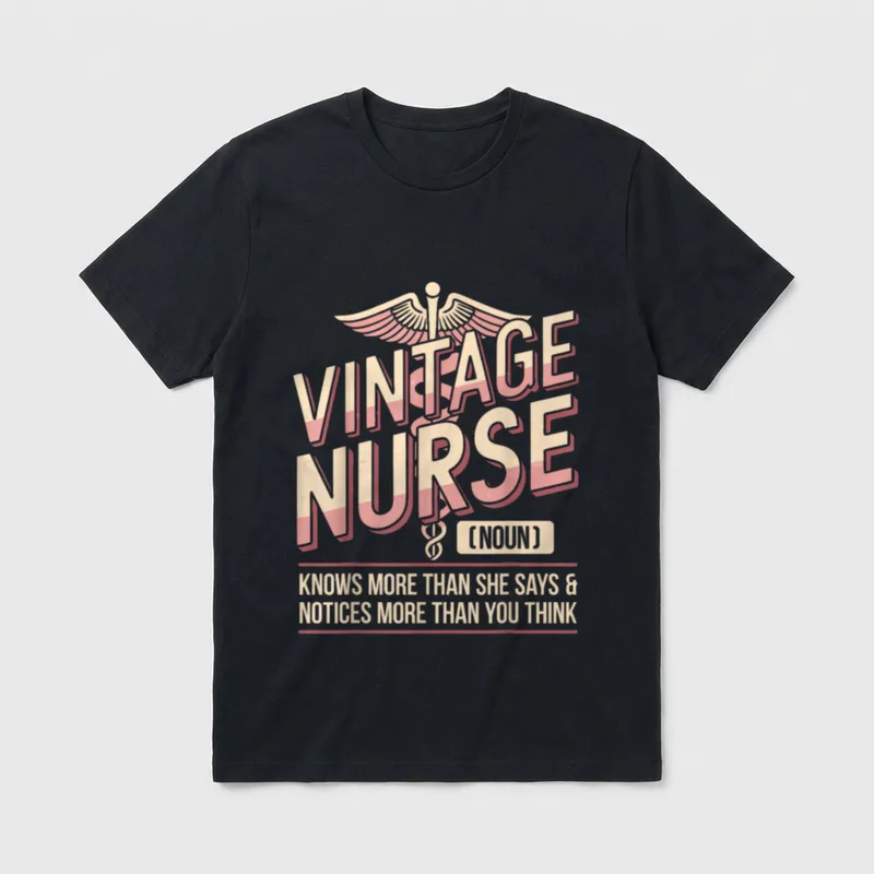 Funny Nurse Pediatric T-Shirt – Vintage nurse noun definition with caduceus emblem – Classic T-Shirt in Black