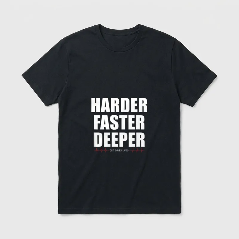 CPR Saves Lives Funny EMT Nursing T-Shirt – Harder Faster Deeper CPR Saves Lives – Classic T-Shirt in Black
