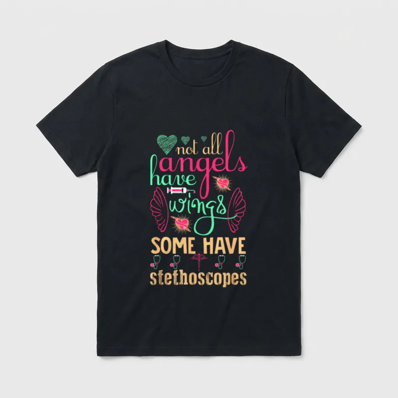 Wings Some Stethoscopes Funny Nurse T-Shirt – Classic T-Shirt in Black