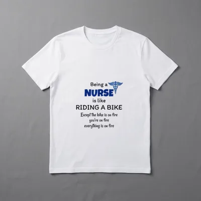Funny Joke ER Nurses T-Shirt – Riding a bike on fire quote with a blue caduceus medical symbol – Classic T-Shirt in Black