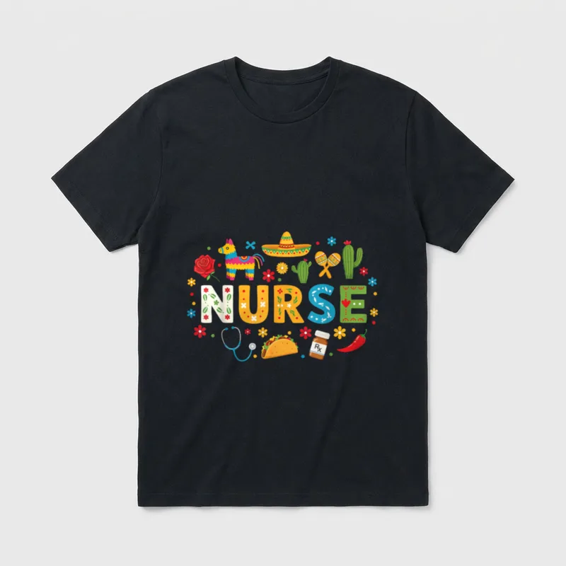 Cinco De Mayo Nurse Mexican Party T-Shirt – Classic T-Shirt in Black