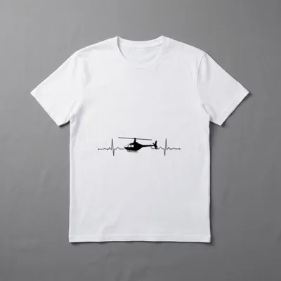 Funny Helicopter T-Shirt – Helicopter silhouette on an EKG heartbeat line – Classic T-Shirt in Black
