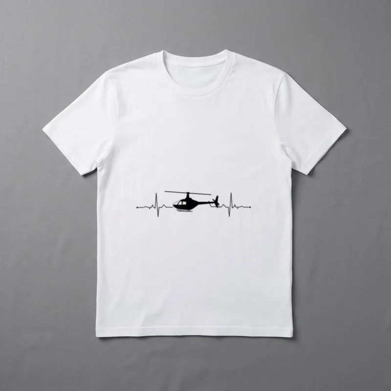 Funny Helicopter T-Shirt – Helicopter silhouette on an EKG heartbeat line – Classic T-Shirt in Black