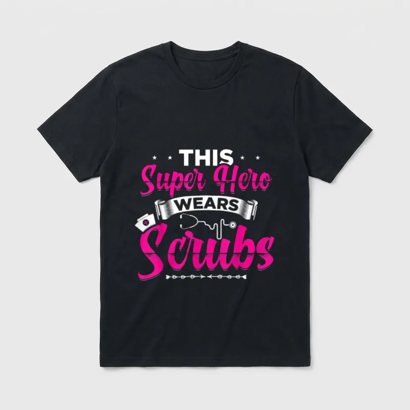 This Superhero Wears Scrubs Funny Nurse T-Shirt – Classic T-Shirt in Black