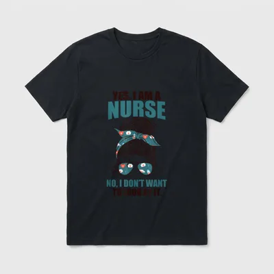 YES I AM a NURSE T-Shirt – Messy bun, patterned sunglasses, and sarcastic nurse text – Classic T-Shirt in Black
