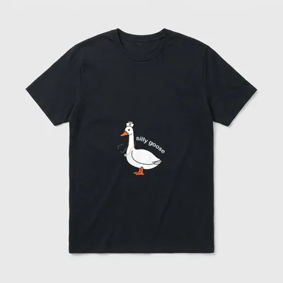 Silly Goose Nurse Hat Stethoscope T-Shirt – White cartoon goose in a nurse cap and stethoscope – Classic T-Shirt in Black