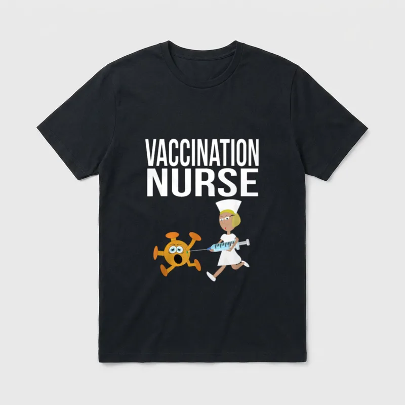 Vaccination Nurse Funny Vaccinated Virus Vaccinator T-Shirt – Classic T-Shirt in Black