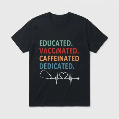 Educated Vaccinated Caffeinated Dedicated Perfect T-Shirt – Classic T-Shirt in Black
