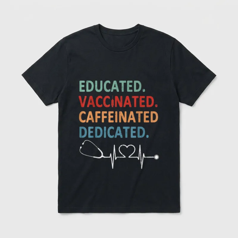 Educated Vaccinated Caffeinated Dedicated Perfect T-Shirt – Classic T-Shirt in Black