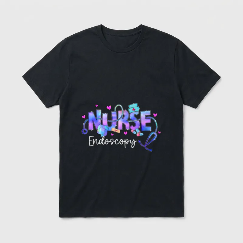 Tie Dye Endoscopy Nurse GI Gastro T-Shirt – Tie-dye NURSE lettering with cursive Endoscopy script – Classic T-Shirt in Black