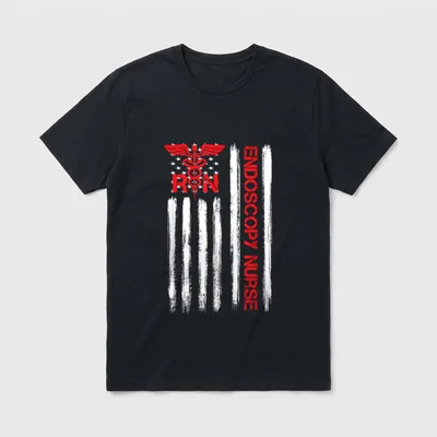 American Flag RN Endoscopy Nurse Gastroenterologist T-Shirt – Classic T-Shirt in Black