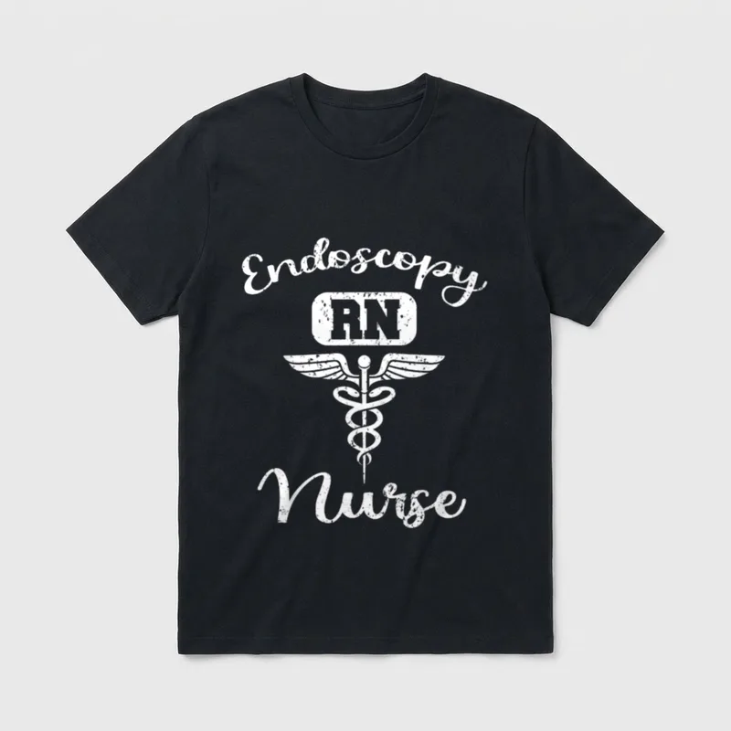 RN Endoscopy Nurse Gastroenterologist GI T-Shirt – Endoscopy RN Nurse with winged caduceus – Classic T-Shirt in Black